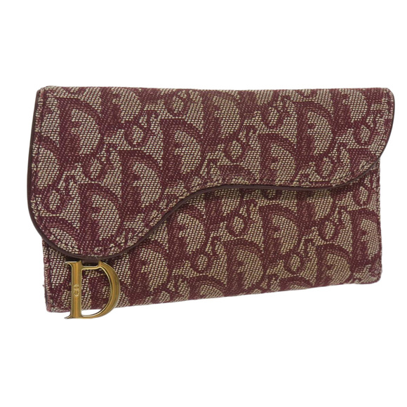 Christian Dior Trotter Canvas Saddle Wallet Red Auth ai709 - Picture 1 of 16